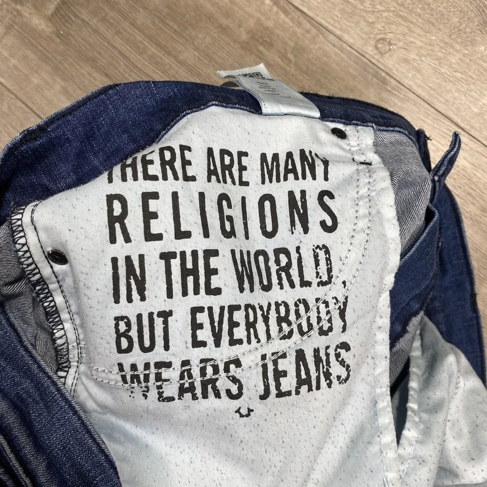 True Religion Jeans Mens 42 Rocco Relaxed Skinny Distressed‎ Biker Moto Stacked